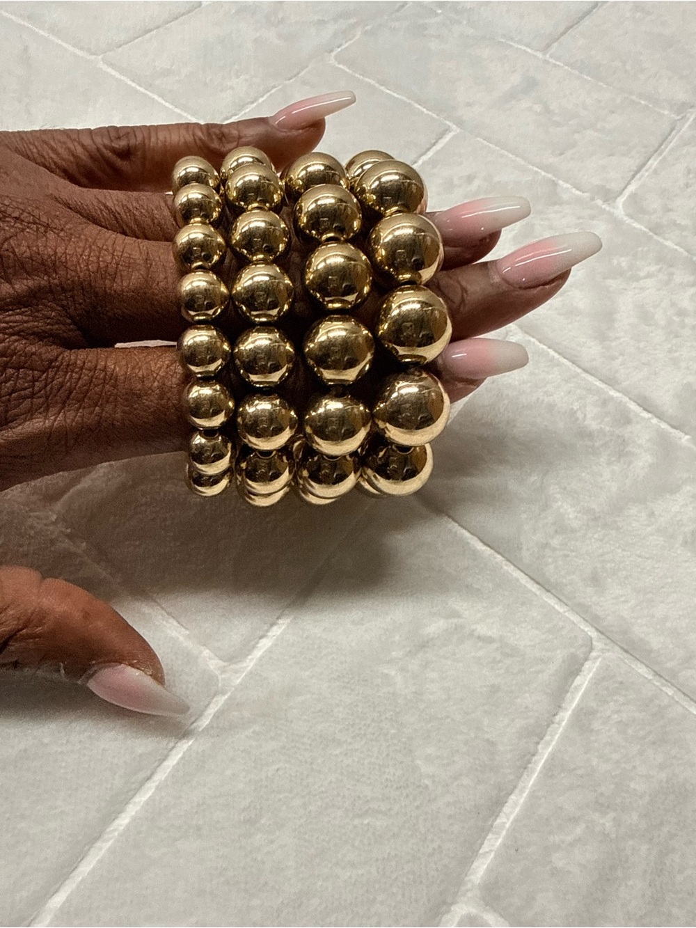 Gold Beaded Stretch Bracelet Set - Women Accessories